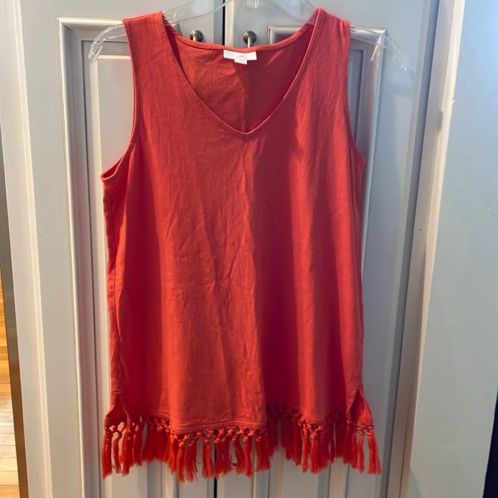 New J. Jill Orange Fringed Tank Top